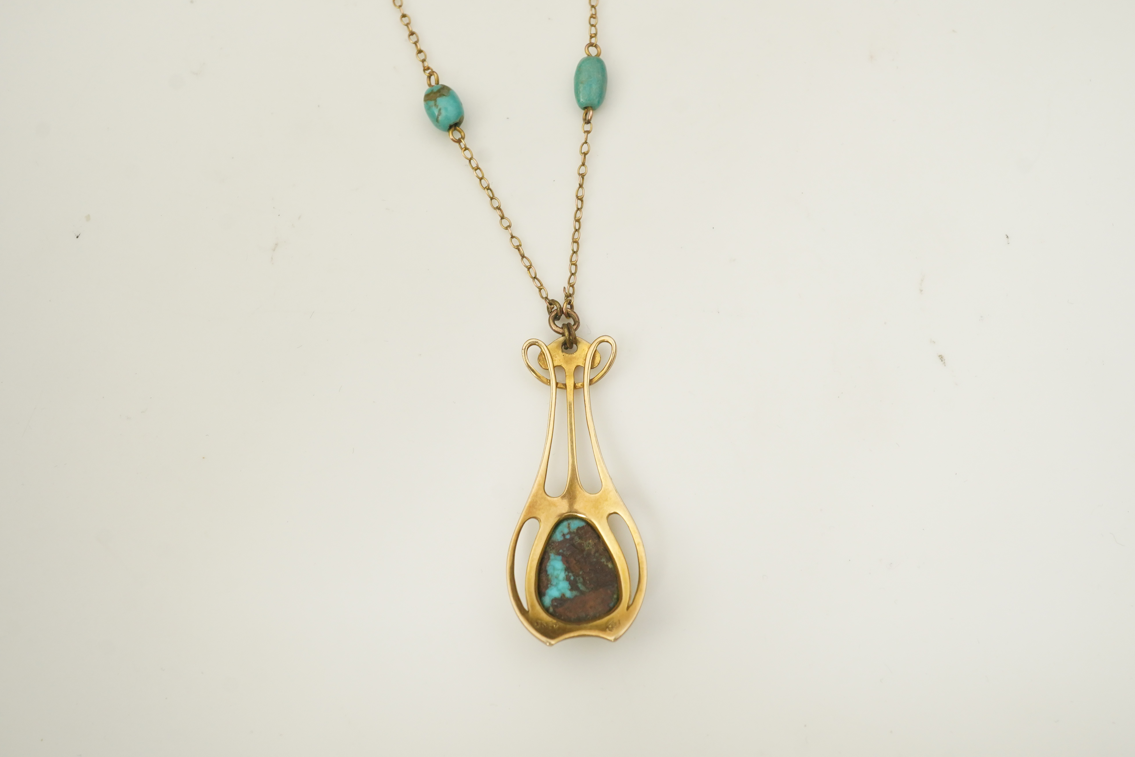 Murrle, Bennett & Co., an Arts and Crafts turquoise pendant necklace, early 20th century